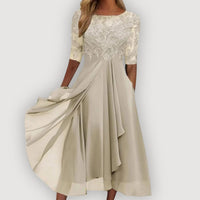 Paula | Elegant Chiffon Dress in Weiß