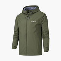 Herren Regenjacke mit Kapuze und Reißverschluss in Grün