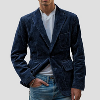 Herren Texturiert Cordjacke mit Taschen in Blau