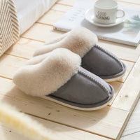 Luxuriöse Fleece Hausschuhe für Damen in Helles Grau