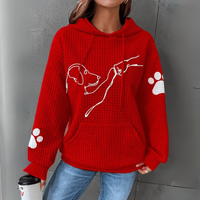 Damen Pullover | Kapuzenpullover mit Aufdruck in Rot