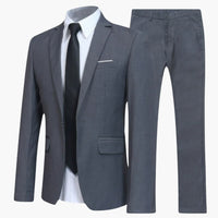 2-teiliges Anzug Set - Slim Fit Herrenanzug für Business Look in Grau