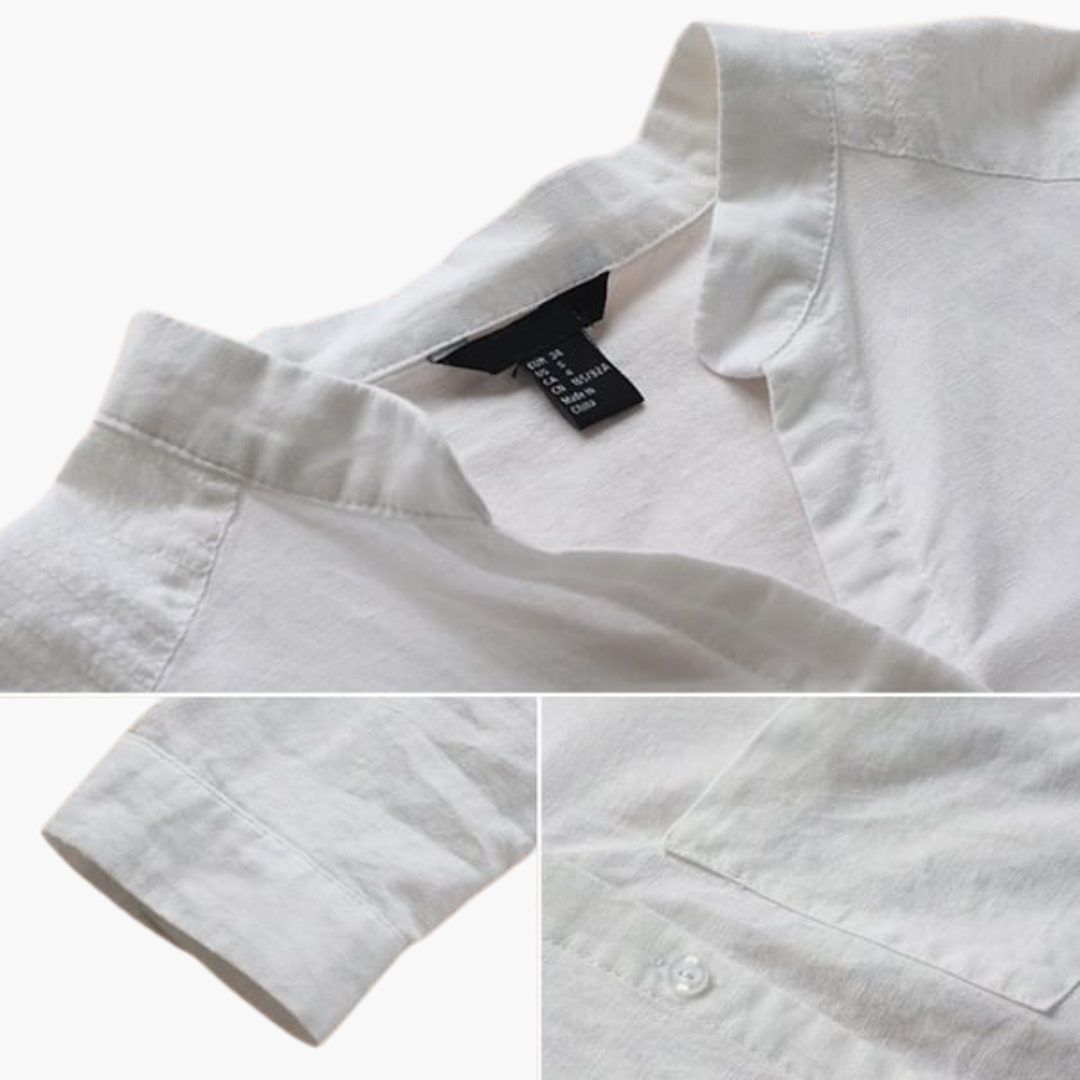 Lockere Hemdbluse für Damen - Langarm, Stehkragen & Casual