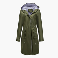 Damen Trenchcoat mit Kapuze und Fronttaschen in Grün