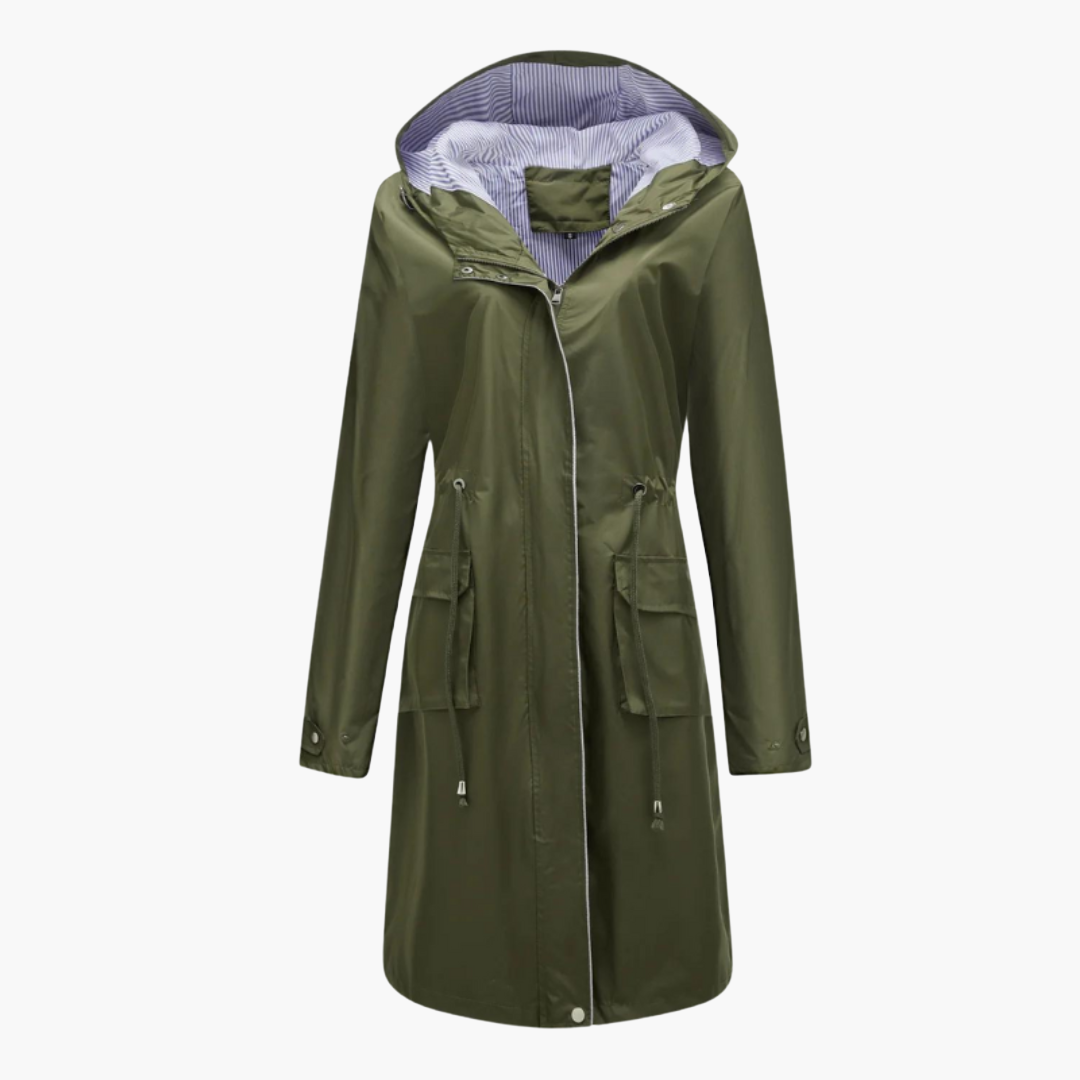 Damen Trenchcoat mit Kapuze und Fronttaschen