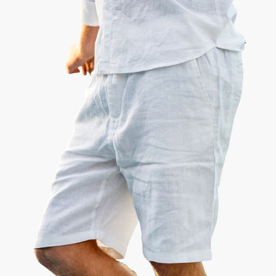 Herren Leinen Shorts mit Kordelzug und Seitentaschen