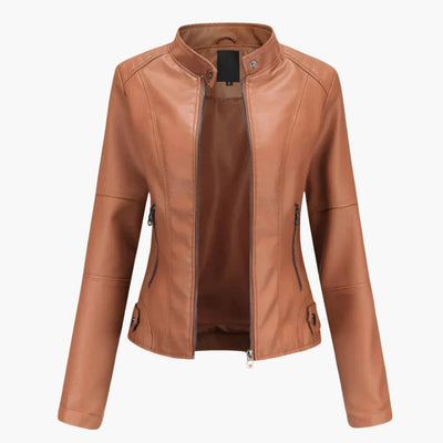 Damen Bikerjacke mit Stehkragen und Reißverschlusstaschen