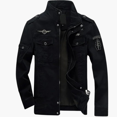 Herren Militärjacke mit Reißverschluss und Pattentaschen