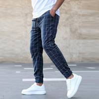 Herren Hose Kariert Slim Fit | Leicht Bequem in Blau
