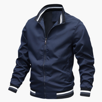Herren Bomberjacke mit Reißverschluss und Rippkragen in Blau