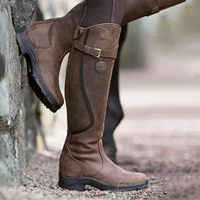Damen Winter Stiefel | Kniehoch Reitstil mit Schnalle in Braun
