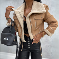 Bikerjacke Damen Kurz | Kurzer Schnitt mit gefüttertem Innenfutter in Khaki