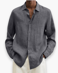 Herren Elegante Freizeit Hemd | Lange Ärmel in Grau