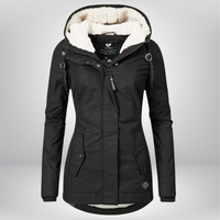 Winterjacke Damen mit Kapuze | Gefütterte Übergangsjacke in Schwarz