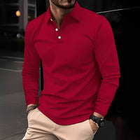 Deacon - Bequemes Langarm-Poloshirt für Herren in Rot