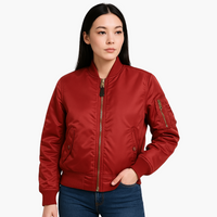 Damenjacke mit geripptem Kragen und Ärmeltasche in Rot