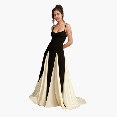 Colorblock Maxikleid für Damen – Elegant mit Herzausschnitt