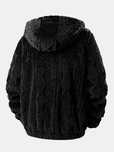 Alonzo – Geometrischer Jacquard Teddy Kapuzenpullover