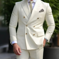 Herren Zweiteiler Hochzeits Anzug in Creme Weiß