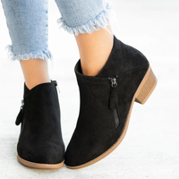 Stiefelette Damen Lederoptik Warm | Komfort Rutschfest in Schwarz