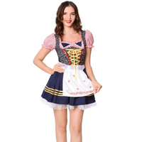 Damen Modisch Mini Oktoberfest Dirndl Kleid in Blau / Rosa