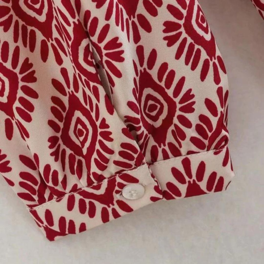 Adeline - Langärmeliges Kleid mit geometrischem Muster