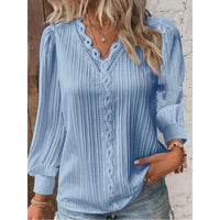 Louise® | Elegante Bluse mit Hohlfalten in Blau