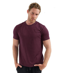 Herren Kurzarm Rundhals Einfach T-Shirt in Kastanienbraun