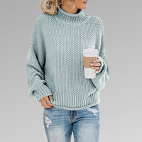 Damen Pullover | Strick klassisch mit Stehkragen in Hellblau