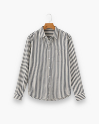 Herren Klassisches Gestreiftes Hemd | Langarm Elegant in Blau