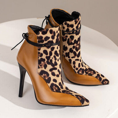 Damen-Stiefeletten mit Stilettoabsatz und Animalprint – Elegante Ankle-Boots für einen glamourösen Look
