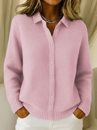 Monika | Damen Klassischer Kragen Knopfpullover in Rosa