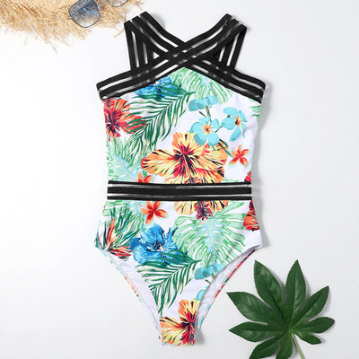 Blume Einteiliger bedruckter Bikini