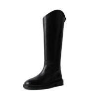 Damen-Kniestiefel aus Leder – Klassische, minimalistische Stiefel für einen eleganten LookDamen-Kniestiefel aus Leder – Klassische, minimalistische Stiefel für einen eleganten Look in Schwarz