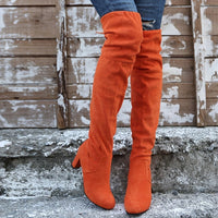 Overknee Stiefel Damen | Überkniehoher Schaft mit Slip-On in Orange