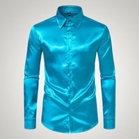 Tobias | Herren Festliches Satin Gerades Hemd in Hellblau