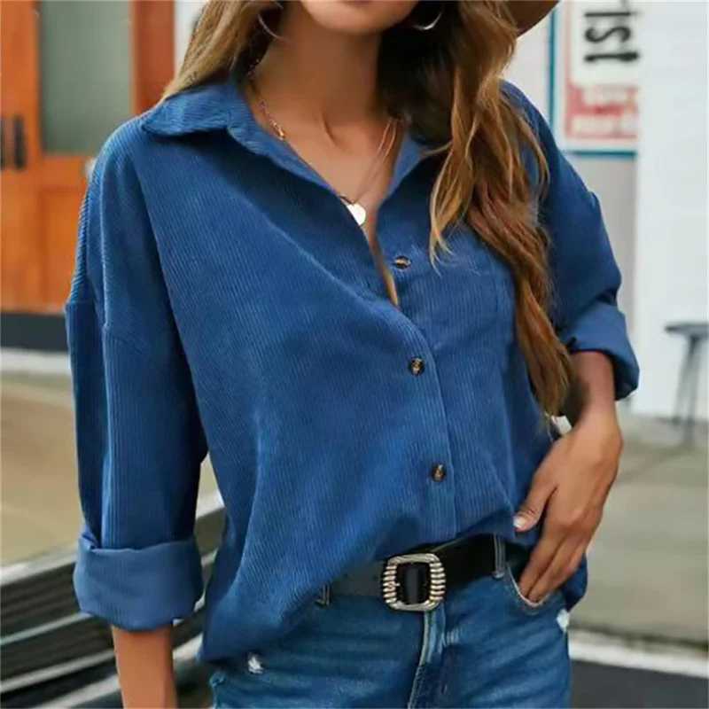 Kordbluse mit Knöpfen für Damen