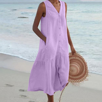 Mary | Damen Luftiges V-Ausschnitt Sommerkleid in Lila