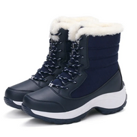 Wasserdichte Damen-Winterstiefel mit Kunstfellfutter – Warm, Rutschfest und Robust für kalte Tage in Mineralblau