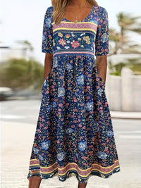 Lisan – Kleid mit Vintage-Blumenmuster und Tasche in Schwarz