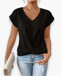 Damen Elegantes Twist Front Top | V-Ausschnitt in Schwarz
