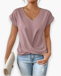 Damen Elegantes Twist Front Top | V-Ausschnitt in Rosa