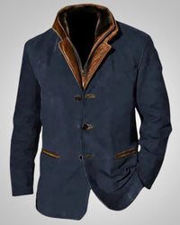 Frank | Herren Klassischer Reißverschluss Lederjacke in Blau