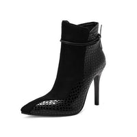 Damen-Stiefeletten mit Stilettoabsatz und Animalprint – Elegante Ankle-Boots für einen glamourösen Look in Schwarz