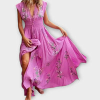 Felizia – Boho-Kleid mit zauberhaften Stickereien in Rosa