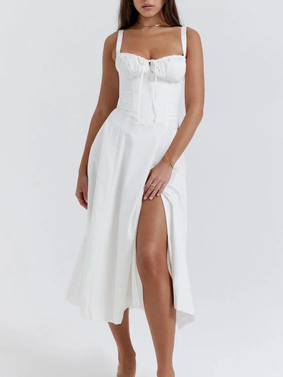 Merle - Midikleid mit tailliertem Oberteil und ausgestelltem Rock | Minikleid mit Spaghettiträgern