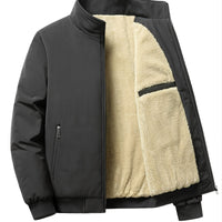 Herren Outdoor Jacke mit Fleece | Einfarbig Reißverschluss in Schwarz