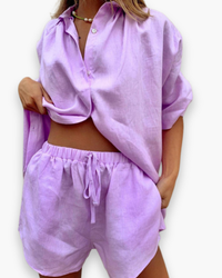 Damen Elegantes Twin Set | Zweiteiliges Set in Lila