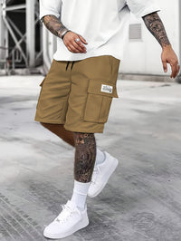 Herren Kordelzug mit Taschen Kurze Hosen in Kaffee