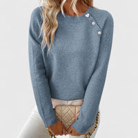 Liveta - Stilvoller Pullover Mit Knöpfen in Blau